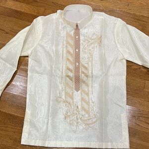 Barong Tagalog Cream Shirt with Embroidery l